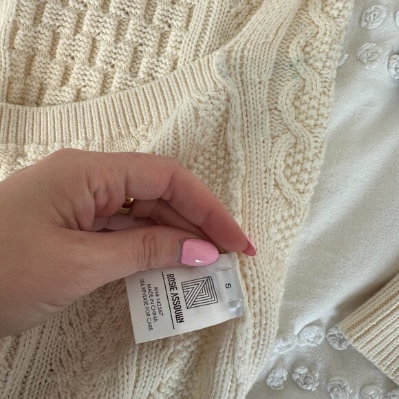 Rosie Assoulin Chunky Cable Knit Mini Dress In Ecru Sz Small Long Sleeves - Picture 3 of 9